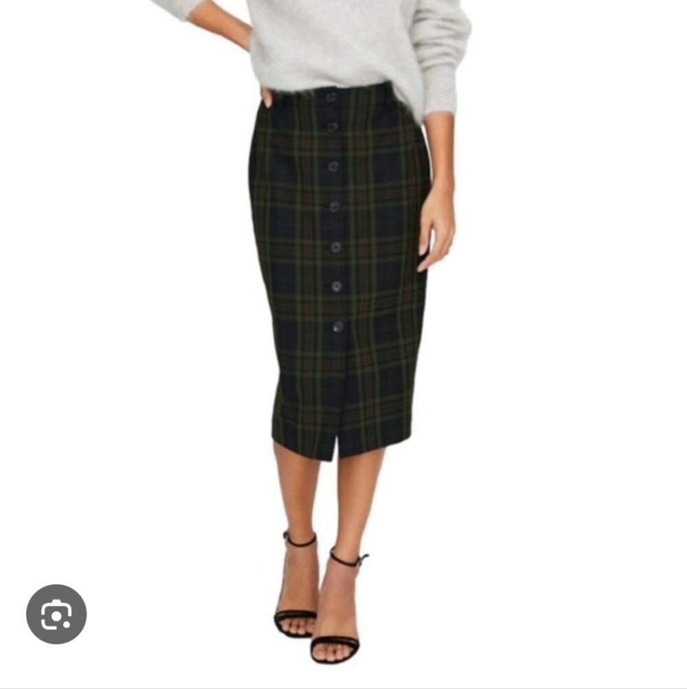 Wilfred Aritzia Leona Button-Front Plaid Midi Skirt Size 2 Preppy Academia Fall